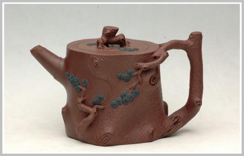 单志萍紫砂壶 苍健俊逸之全手松桩 原矿紫泥