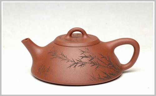 李彦雄紫砂壶 瓢刻竹 原矿底槽清