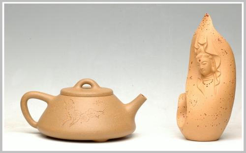 曲峰紫砂壶 全手大段泥石瓢 原矿段泥