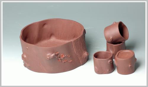 单志萍紫砂壶 全手2套水洗杯子套组 原矿紫泥