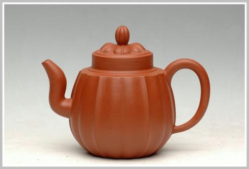 单志萍紫砂壶 朱泥菱花 原矿朱泥