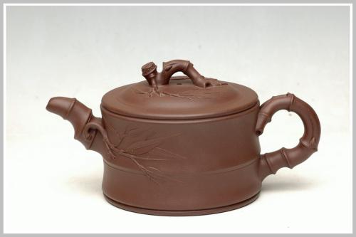曲峰紫砂壶 曲峰花货精品 小竹段 原矿紫泥