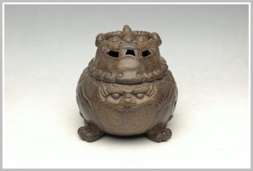 美壶定制紫砂壶 雄狮香炉 古铜泥