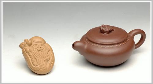 曲峰紫砂壶 极品老紫泥 道洪风格之金蟾 进宝 原矿紫泥