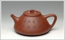 紫砂壶图片：国助和石刻绘 摹潘天寿兰花 顾云峰全手子冶石瓢 - 美壶网