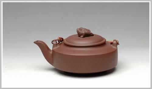 曲峰紫砂壶 老紫泥 金蟾小提梁 原矿紫泥