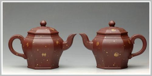 何卫枫紫砂壶 24k真金 福寿双全 全手宫灯 原矿紫泥