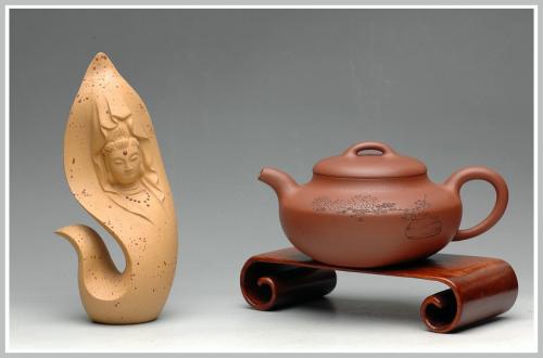 袁新强紫砂壶 妍丽清雅 墨陶装饰 全手紫泥合欢 原矿紫泥