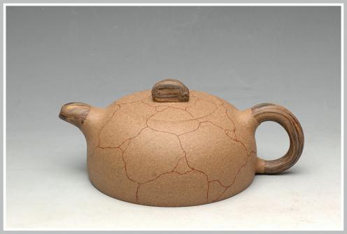 范国名紫砂壶 冰纹半月 原矿段泥