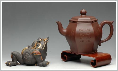 庄玉林紫砂壶 圆润精神 高俊优雅 全手工 古韵方壶 原矿紫泥