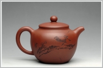 紫砂壶图片：鲍志强爱徒厉上清刻绘 浑圆六方 - 美壶网