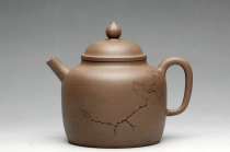 紫砂壶图片：轻巧实用 炮管杀茶 墨陶装饰鸳鸯  全手高德中 - 美壶网