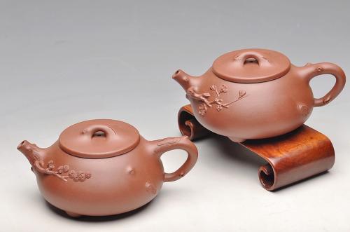 单志萍紫砂壶 道法自然 实用花器 梅、松石瓢 原矿底槽清