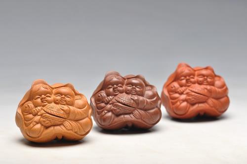 范泉明紫砂壶 和合二仙 精致做工 把玩茶宠 