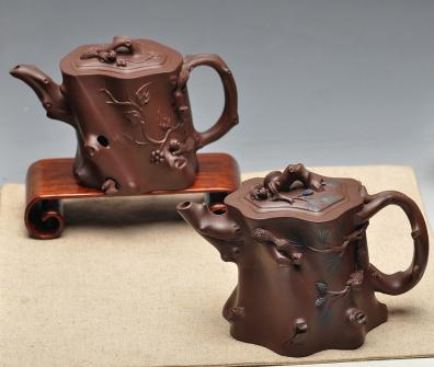 恽益萍紫砂壶 恽益萍 松鼠葡萄桩 松鼠松桩 原矿紫泥