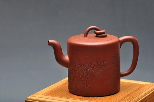 吴*紫砂壶 进步之作 全手大双圈 实力作品 李彦雄通景山水装饰 原矿底槽清