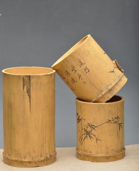 陈进紫砂壶 淸韵 全手竹节笔筒  张听刚装饰 耐品雅趣 3式 原矿段泥