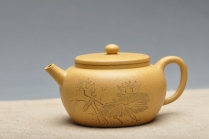 紫砂壶图片：国助工和石装饰 荷深水风阔,雨过清香发 全手古柿 - 美壶网