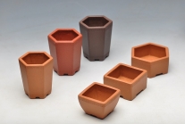 紫砂壶图片：6个微型花盆 玩玩盆景 玩玩砂料 玩玩全手镶片 - 美壶网