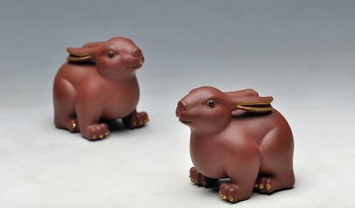 美壶定制紫砂壶 富贵兔 描真金 吉祥富贵 