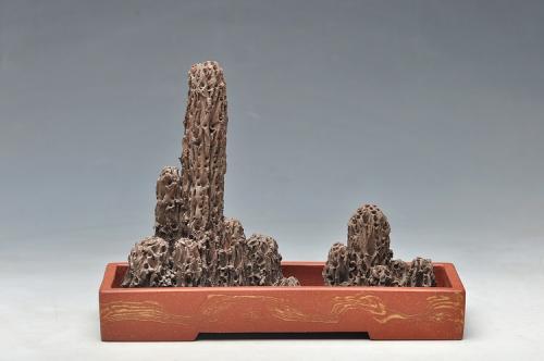 张秋平紫砂壶 假山盆景一套 绞泥盆 小景DIYo(∩_∩)o  原矿清水泥