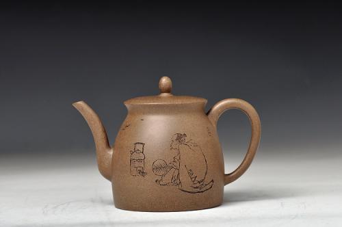 范磊紫砂壶 青段全手禅韵 挺拔秀气 古朴 张听刚装饰 青灰泥