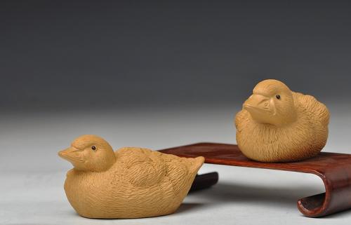 美壶定制紫砂壶 一对好玩的段泥鸳鸯 原矿段泥