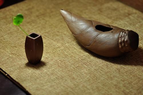 美壶定制紫砂壶 鸣远款水注。紫砂摆件•雕塑•茶宠•很真实的紫砂竹笋•公道杯 原矿段泥