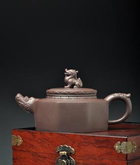 陈进紫砂壶 陈进最新力作 大气厚重  全手中华情 送礼精品 原矿紫茄泥