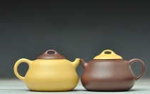紫砂壶图片：特惠之葫芦兄弟 福禄 憨态可掬 本绿与紫泥一对 - 美壶网