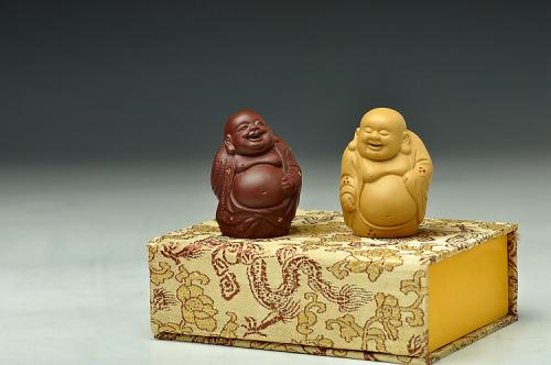 美壶定制紫砂壶 精致版 快乐对佛 段泥紫泥一套 做工细腻 