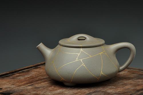 周斌紫砂壶 周斌新作 全手真金冰纹大满瓢 高温青灰泥 饱满大气 青灰泥