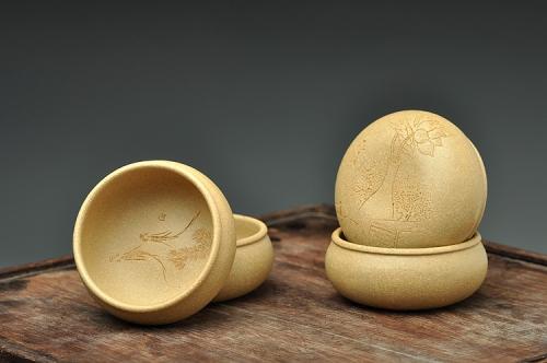 石丁紫砂壶 围棋杯 佛手花瓶 古雅圆润 品味优质本山段 本山绿泥