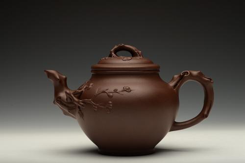 单志萍紫砂壶 经典传统 梅报春 气宇轩昂 贴叶精彩 原矿紫泥