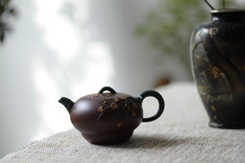 黄云云紫砂壶 当今实力派黄云云作品  迎春花 原矿紫泥