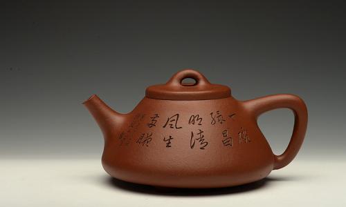 周斌紫砂壶 张听刚装饰 原矿老紫泥 全手大子冶石瓢 精工 原矿紫泥