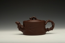 紫砂壶图片：陈腐老紫泥 精致花货之小竹段 居不可无竹o(∩_∩)o 仅1把不接受定做 - 美壶网