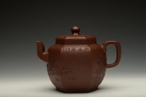 紫砂壶图片：助工袁德波装饰 通景山水  锦上添花 全手步步高登 - 美壶网