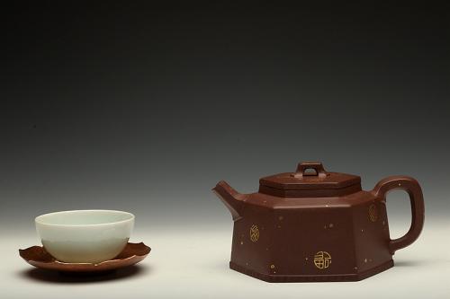 何卫枫紫砂壶 何卫枫新作 稳重大气 精工 全手聚福六方 原矿底槽清