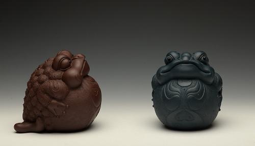 美壶定制紫砂壶  金蟾 栩栩如生  和气生财 原矿墨绿泥