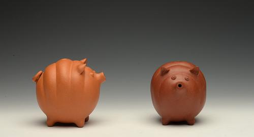 施奇华紫砂壶 施奇华老艺人全手茶宠锦集 文房茶宠水注之福猪 原矿清水泥