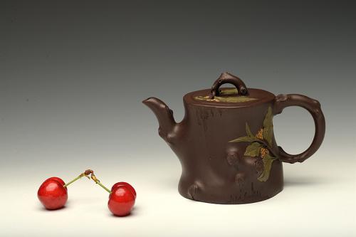 孙伟强紫砂壶 蒋蓉花货风格 贴塑精致生动 桂花香 孙伟强张新亚合作 原矿紫泥