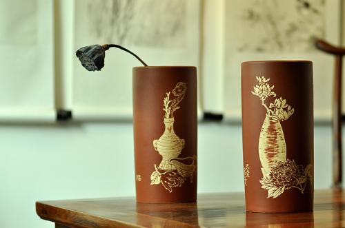 陆轶舟紫砂壶 雅室 陆轶舟精心装饰 吉祥帽筒一对 文气耐品~ 