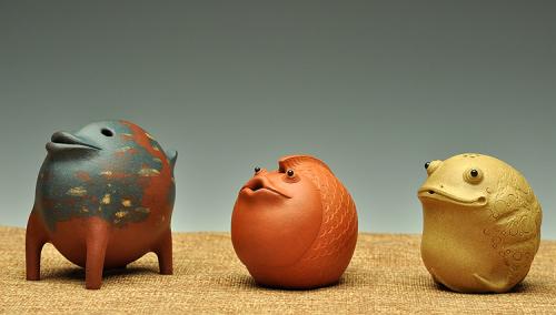 施奇华紫砂壶 全手茶宠 文房水注 年年有余   