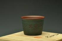 紫砂壶图片：粉绿禅定杯  雅致文气~ - 美壶网