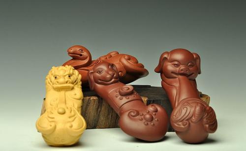 美壶定制紫砂壶 精品茶宠如意狗 福猪 灵蛇 云龙 