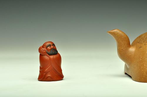 美壶定制紫砂壶 萌宠 朱泥迷你达摩 非常有趣~ 神态生动 