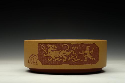 张听钢紫砂壶 茶舍必备 汉风水洗 书香氛围 啄砂装饰 文质相含 ‘济以学问 澹泊自守 造于高明’ 原矿清水泥