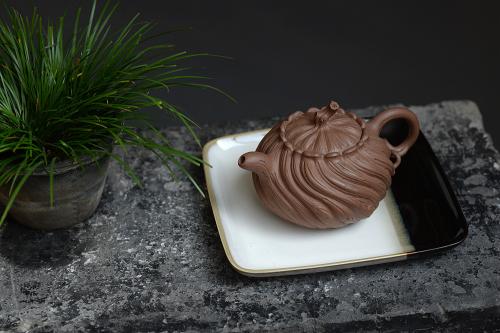 孙伟强紫砂壶 流动的线条 沧桑古朴 岁月波纹~ 柏语 孙伟强张新亚作品 原矿段泥