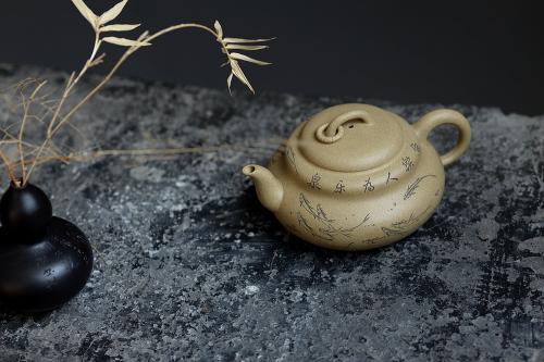 张听钢紫砂壶 鱼乐人亦乐,泉清心共清 全手葫芦 原矿段泥